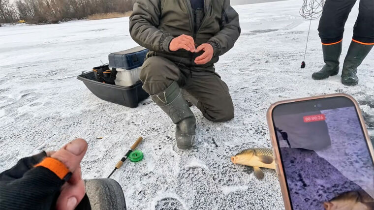 Ловля сазана и карася на Днепре в Черкассах со льда: отчет