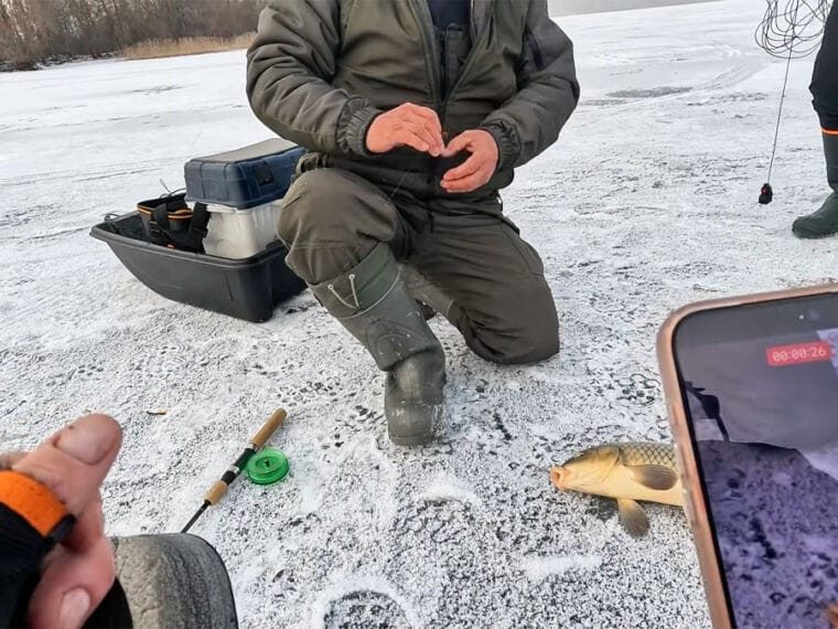 Ловля сазана и карася на Днепре в Черкассах со льда: отчет
