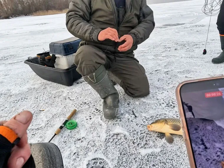 Ловля сазана и карася на Днепре в Черкассах со льда: отчет