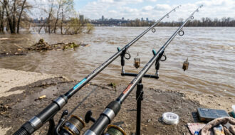Сравнение фидерных удилищ Flagman Cast Master и Brain Apex на берегу Днепра при паводке 2026
