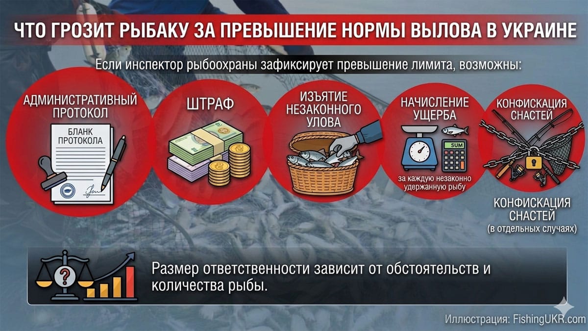 Что грозит рыбаку за превышение нормы вылова в Украине