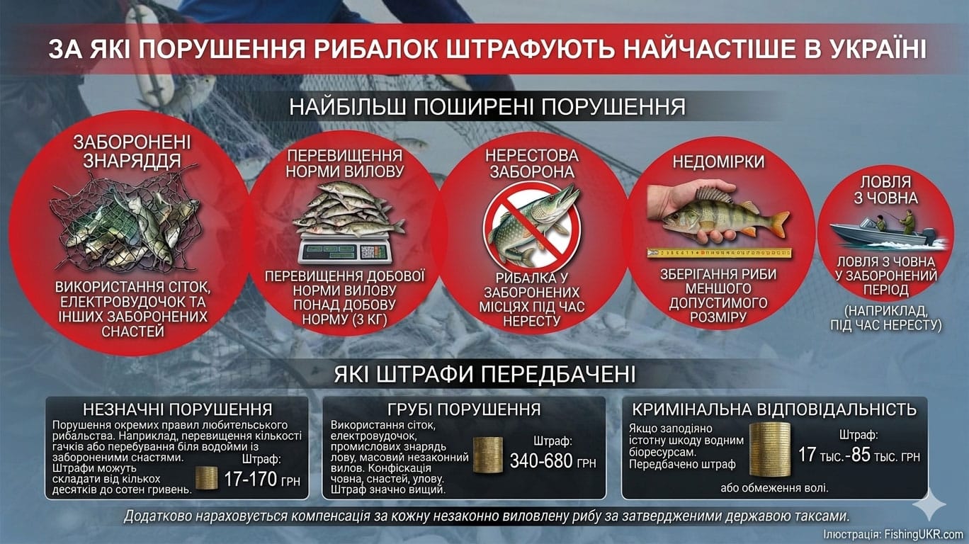 За які порушення рибалок штрафують в Україні 2026