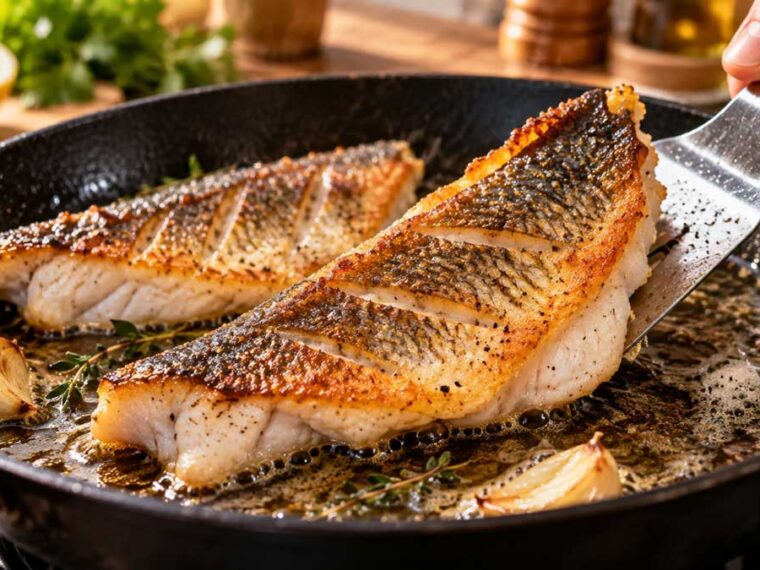 Жарю окуня без муки и панировки: кожа хрустит как чипсы, а мясо остаётся нежным - всё дело в одном приёме